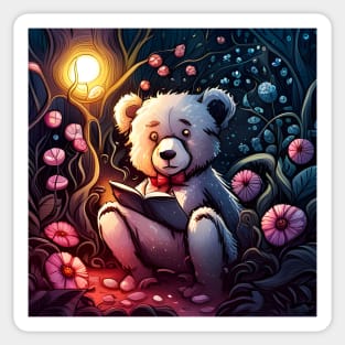 Teddy covered in flowers in a magic Garden Sticker